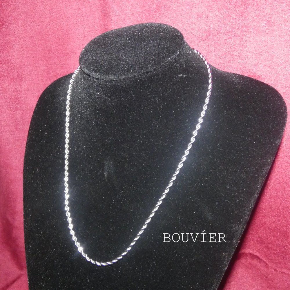 18K Solid White Gold 3mm Rope Chain - Picture 2 of 4